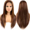 150 Densitet Pre Plucked Long Ombre Brown Peruvian Straight Body Wave Lace Front Pärlor 13x4 Remy Human Hair Wigs Färg 4 # / 30 # Kan färgas