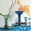 ガラス花瓶勾配Insライトブルーフラワーラグジュアリージオメトリカラーマッチング花瓶北欧家庭用品