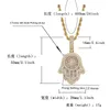 Hip Hop Gold ketting Fatima Hand Evil Eye Solid Back Pendant Necklace Iced Out Full Lab Diamond Mens Bling Jewelry Gift237V