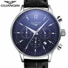 Relógios Masculinos GUANQIN Marca Top Luxo Cronógrafo Militar Esporte Relógio de Quartzo Clássicos Masculino Casual Retro Pulseira de Couro Relógio de Pulso 276f