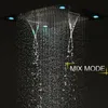 Modern Matt Black Shower Set Concealed Ceiling Massage Large Rain Waterfall Shower Panel Head Thermostatic High Flow Shower