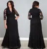 New Design Fashion Mother Of The Bride Dresses V-Neck 3/4 Long Sleeves Floor Length Zipper Price Custom Made HY4081