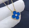 2019 collar más nuevo Edición de Navidad con el cristal de lujo de la joyería pendiente de la hoja del trébol 18K Azul Cuatro para Mujeres