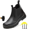 Bottes Style Cuir Safety Shoes Automne Hiver Hommes Steel Toe Cap Toile Fashion Work Etanche Anti-Scald Protecteur