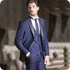 Granatowy Blue Men Suit Mens Wedding Garnitury Oblubienica Custom Made Slim Fit Designer Formalny Groom Tuxedo Blazer Best Man Costumes Wall Hommes