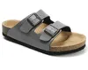 Nieuwe beroemde merk mannen lederen slippers vrouwen sandalen met dubbele gesp mannen schoenen Arizona zomer strand topkwaliteit met orignal box