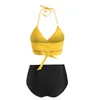 مثير للسيدات جديدة للسباحة بيكيني مطبوعة عباد الشمس الصيفي للسيدات كوب الصدر الحزام حجم حزام M-XL241D