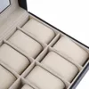 designer Watch Box 12 Slots Grid PU Leather Display Box Jewelry Storage Organizer Case Locked Boxes Retro Saat Kutusu Caixa Para Relogio1 239S