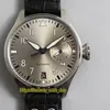 Versione top ZFF Big Pilot 500908 Riserva di carica di 7 giorni Quadrante blu Cal 51111 Automatico 500916 Orologio da uomo Cassa in acciaio Cinturino in pelle Spor261n