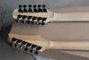 Double Neck Red Semi-holle lichaam 6 + 12 strings elektrische gitaar met zwarte hardware, palissander toets, kan worden aangepast