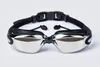Nowe Unisex galwanizacja Anti-fog UV pływanie okulary do nurkowania więcej kolorów silikonowe profesjonalne krótkowzroczność okulary pływackie zatyczki do uszu