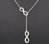 Mode nouveau Style couleur argent Double 8 signe infini pendentif Lariat collier pour femmes hommes chanceux symbole infini bijoux