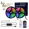 Kit de bandes lumineuses à LED 16.4ft 32.8ft 30LEDs / M 150LED 300LED SMD5050 Bluetooth Music Sync avec 24Keys Remote Home Party Rope RGB Light Tape