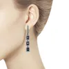 Boucle d'oreille à fermoir long style pour femmes, en argent sterling 925, avec saphir noir naturel, pierres précieuses précieuses, taille émeraude, nouveau style