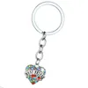 Heart Shape Crystal Key Chains Jewelry Best Friend Vintage Silver Colorful Diamond Keychain Key Rings Fashion Family DAD MOM Charms Keyrings