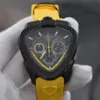 F1 Racing style Montre de luxe Quartz movement mens watch stainless steel Triangular case Yellow Rubber Bracelet relojes lujo para242p