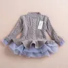 Vieeolove Mädchen Babys Spitze Tutu Pullover Kleider Kinder Kinder Kleidung 2021 Neue Herbst Winter Langarm Weihnachten Prinzessin Dres199M