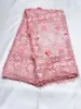 5Yards PC Godd Sale Pink Flower Design Afrikanskt vattenlösligt tyg med appliqued fransk guipure spets för klänning qw11