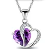 Collar colgante del corazón para las mujeres Moda 925 Cadenas de plata esterlinas Encantos Joyería Zircon Crystal Diamond Rhinestone Ladies Love Necklace