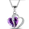 Heart Pendant Necklace for Women Fashion 925 Sterling Silver Chains Charms Jewelry Zircon Crystal Diamond Rhinestone Ladies Love Necklace