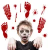 Halloween Horrible Bloody Wallpaper Main Pied Autocollant Scare Blood Handprint Accueil Fenêtre Verre Stickers Muraux Halloween Party Bar Décoration