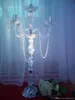 5 pcs/lot 90 cm hauteur candélabres en métal acrylique à 5 bras avec pendentifs en cristal porte-bougie de mariage pièce maîtresse décor de fête