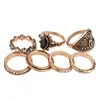 7pcs / set bohemian turkiska retro silver guld bronsringar