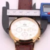 Venta caliente moda nueva marca AEHIBO relojes para hombres esfera blanca marrón reloj de oro de cuero marrón Vk super cronógrafo reloj relojes para hombre