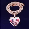 Custom Made Photo Heart Medallions Ketting Hanger Tennis Chain Iced Out Kubieke Zirkoon Mannen Hip Hop Sieraden Soild Back Nieuwkomers