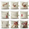 Gztzmy 45x45cm 2019New År dekor God Juldekorationer för hemkudde Santa Claus Reindeer Linne Cover Cushion Natal