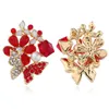 Mode-fleurs diamants clous d'oreilles pour femmes alliage coloré strass boucles d'oreilles fille cristal boucle d'oreille bijoux 3 couleurs rose rouge bleu