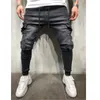 2019 Lado Listrado Jeans Rasgado Moda Streetwear Hommes Jeans Skinny Stretch Cal￧as Slim Casual Denim cal￧as de bord hombre
