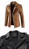 2020 foreign trade new cross border men's autumn and winter new suit collar plus plush and thickened inclined zipper leather coat