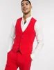 Brand New Red Groom Tuxedos Notch Lapel Side Vent Groomsman Wedding 3 Piece Suit Populaire Hommes Business Jacket Blazer (Veste + Pantalon + Gilet)