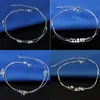 Hot Selling Stamped 925 Sterling Silver Anklets For Womens Simple Beads Silver Chain Anklet Ankle Foot Jewelry YD0107