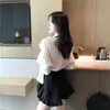 Neploe Ruffles Blouse 레이스 나비 넥타이 디자인 셔츠 2019 가을 달콤한 한국 패션 셔츠 여성 상단 나비 소매 Blusas 51558