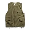 Qingxin13 Herrvästar Mens Sommar Ärmlös Vintage Multi-Pocket Vest Amerikansk Casual Bomull Safari Style Coat Waistcoat Male