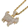 Shiny Trendy Goat Animal Pendant Necklace Charms For Men Women Gold Silver Color Cubic Zircon Hip Hop Jewelry Gifts