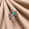 CSJ Naturel Vert Émeraude Anneau 925 Sterling Argent 4 * 6mm Pierre Précieuse Mai Birthstone Bijoux Cadeau pour Les Femmes CJ191210