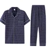 Mäns Sleepwear Pyjamas Men Utskrift Casual Plus Storlek Bomull Mens Lounge Wear Winter Pajamas Pijama Hombre