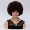 女性のための短い巻き毛アフロウィッグダークブラウンフルシンセティックヘアウィッグ茶色がかった赤いアメリカアフリカンナチュラルウィッグコスプレ8585057