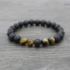 Lava Stone Beads Bracelets Natural Black Elastic Bracelet Volcanic Rock Beaded Hand Strings Yoga 7 Chakra men Bracelet9724292