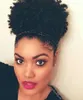 Krótki wysoki Afro Puff Kinky Kręcone Klips Ponytail Clip In Hair Extension Virgin Human Pony Tail Closstring Updo Chignon Natural 1B