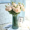 Rose européenne noyau-enveloppé 3 pivoine Faux fleurs simulées fleurs décoration de la maison mariage mur fausse fleur