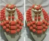 Original Coral Pärlor Nigeriska Bröllop African Smycken Satser Bold Statement Halsband Set Chunky Gratis frakt CNR693 C18122701