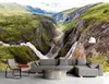 Fototapete Wasserfall schöne Berge und Flüsse moderne Landschaft Hintergrund Wand