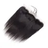 Cabelo reto da Malásia 13x4 Pacotes frontais de renda 3 Remy Human hairs pacotes com fecho parte livre natural / jato preto