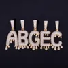 Hip Hop Iced Out Small Drip Bubble Letters Pendants Collier Micro Pave Zircon avec corde Bijoux Chian pour Men6385346