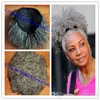 Silver Grey kinky curly hair puff pony tail , 14inch 1pc Clip in african american afro kinky curly ponytail grey human hair extension