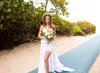 Ucuz Boho plaj gelinlik hi düşük ön kısa şifon Dantel Modest Yeni Geliş 2019 Gelinlik Backless elbise de mariée donatılmış Berta